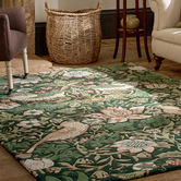 Morris &amp; Co Forest Strawberry Thief Hand-Tufted Pure New Wool Rug