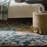 Morris &amp; Co Teal Honeysuckle &amp; Tulip Hand-Tufted Pure New Wool Rug
