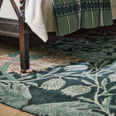 Morris &amp; Co Teal Honeysuckle &amp; Tulip Hand-Tufted Pure New Wool Rug