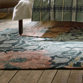 Morris &amp; Co Teal Honeysuckle &amp; Tulip Hand-Tufted Pure New Wool Rug