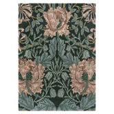 Morris &amp; Co Teal Honeysuckle &amp; Tulip Hand-Tufted Pure New Wool Rug