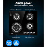 Dwell Home 60cm Black Devanti 4 Burner Gas Cooktop