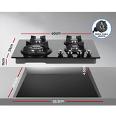 Dwell Home 60cm Black Devanti 4 Burner Gas Cooktop