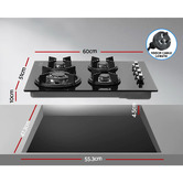 Dwell Home Black Devanti 4 Burner Gas Cooktop