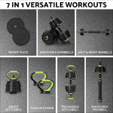 Dwell Home 7 in 1 Rupert 25kg Adjustable Dumbbell Set