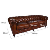 Chartwell Home Esama Chesterfield 4 Seater Leather Sofa