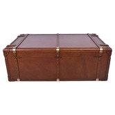 Chartwell Home Aleksi Aged Cowhide Leather Coffee Table