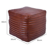 Chartwell Home Travie Square Rolled Leather Ottoman