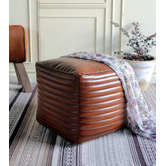 Chartwell Home Travie Square Rolled Leather Ottoman