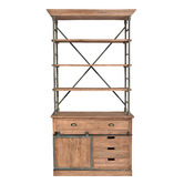 Chartwell Home Ridley Recycled  Elm Wood Shelving Unit with Sliding Door