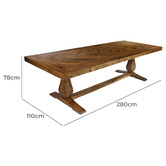 Chartwell Home Helios Parquet 280cm Mango Wood Dining Table