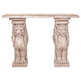 Chartwell Home Tyche Console Top &amp; Claesson Lion Pillar Sculpture Set