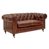 Chartwell Home Chesterfield Cristy 2 Seater Aged Cowhide Leather Sofa