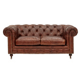 Chartwell Home Chesterfield Cristy 2 Seater Aged Cowhide Leather Sofa