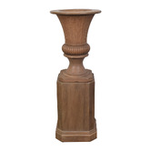 Chartwell Home 2 Piece Reeded Baluster Mango Wood Vase &amp; Plinth Set