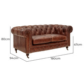 Chartwell Home Chesterfield Cristy 2 Seater Aged Cowhide Leather Sofa
