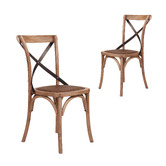 Chartwell Home Cross Back Oak Wood Dining Chairs