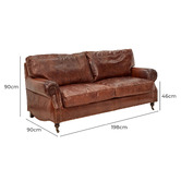 Chartwell Home Dark Brown Helena 3 Seater Leather Sofa