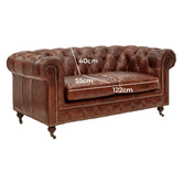 Chartwell Home Chesterfield Cristy 2 Seater Aged Cowhide Leather Sofa