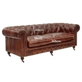 Chartwell Home Chesterfield Cristy 3 Seater Aged Cowhide Leather Sofa