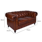 Chartwell Home Esama Chesterfield 2 Seater Leather Sofa