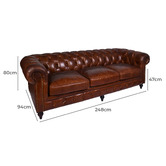 Chartwell Home Esama Chesterfield 4 Seater Leather Sofa