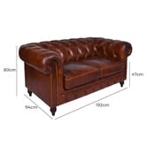 Chartwell Home Esama Chesterfield 2.5 Seater Leather Sofa