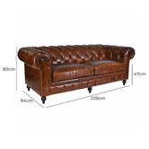 Chartwell Home Esama Chesterfield 3.5 Seater Leather Sofa