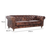 Chartwell Home Hugo Chesterfield 3 Seater Leather Sofa