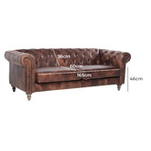 Chartwell Home Hugo Chesterfield 3 Seater Leather Sofa