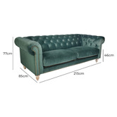 Chartwell Home Victoria Chesterfield 3 Seater Velvet Sofa
