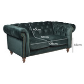 Chartwell Home Raguel 2 Seater Velvet Sofa