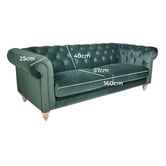 Chartwell Home Victoria Chesterfield 3 Seater Velvet Sofa