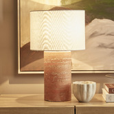 Maddison Lane Bonnie Terracotta Linen &amp; Marble Table Lamp