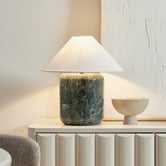 Maddison Lane Callie Emerald Linen &amp; Marble Table Lamp