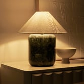 Maddison Lane Callie Emerald Linen &amp; Marble Table Lamp
