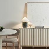 Maddison Lane Callie Emerald Linen &amp; Marble Table Lamp