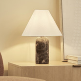 Maddison Lane Ziva Cocoa Linen &amp; Marble Table Lamp