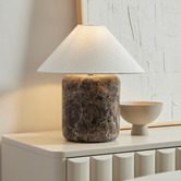 Maddison Lane Callie Cocoa Linen &amp; Marble Table Lamp