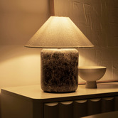 Maddison Lane Callie Cocoa Linen &amp; Marble Table Lamp
