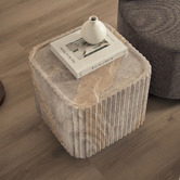 Maddison Lane Sylvia Travertine-Look Side Table