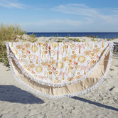 Good Vibes Moroccan Palm Round Beach Towel