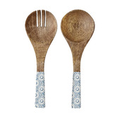 Good Vibes 2 Piece Indigo Waters Mango Wood Salad Server Set