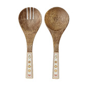 Good Vibes 2 Piece Moroccan Palm Mango Wood Salad Server Set