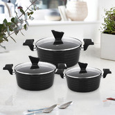 CS KOCHSYSTEME 6 Piece Black Monheim Non-Stick Aluminium Cookware Set