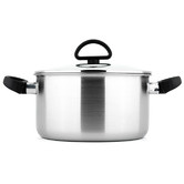 CS KOCHSYSTEME Silver Riesa 5L Stainless Steel Casserole with Glass Lid