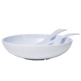 Meloware 3 Piece White Deluxe Melamine Salad Bowl &amp; Server Set