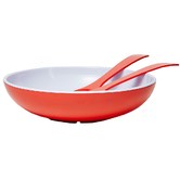 Meloware 3 Piece Red Deluxe Melamine Salad Bowl &amp; Server Set