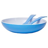 Meloware 3 Piece Cornflower Blue Deluxe Melamine Salad Bowl &amp; Server Set