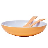 Meloware 3 Piece Apricot Deluxe Melamine Salad Bowl &amp; Server Set